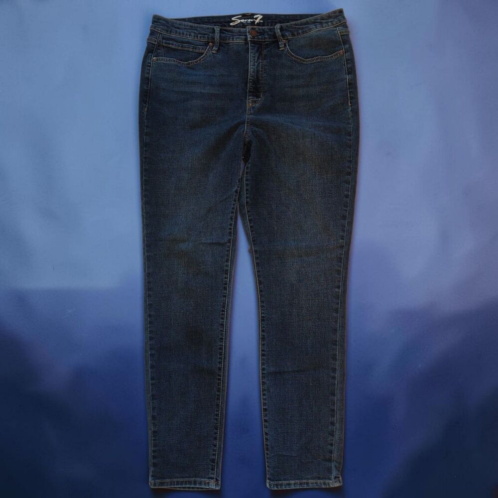 Seven 7 Jeans Womens 12 Blue High Rise Skinny Stretch Denim Medium Wash Blue